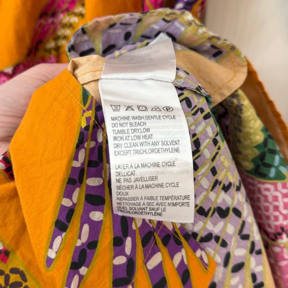 Farm‎ Rio Large Macaw Print Poplin Belted Mini Dress Orange Mutli Boho Colorful - Picture 9 of 11